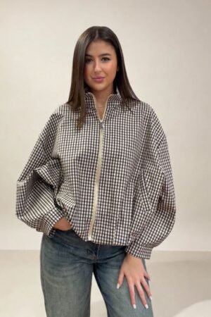 Chaqueta cuadros oversize.
