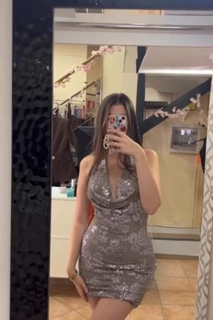 Vestido Mini Brillos Halter Zoe GRIS