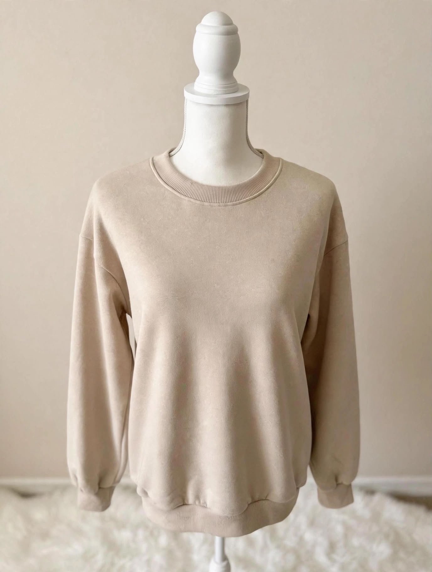 Sudadera Básica Beige algodón - Fit Estándar