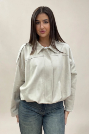 Chaqueta globo beige efecto Antelina.