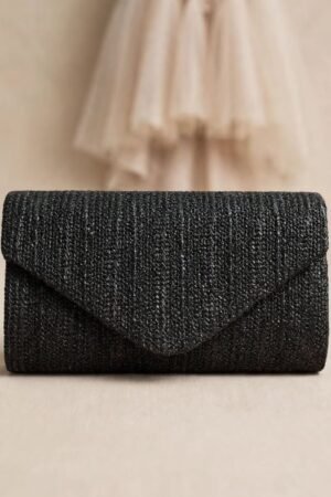 Bolso caja evento rafia negro.