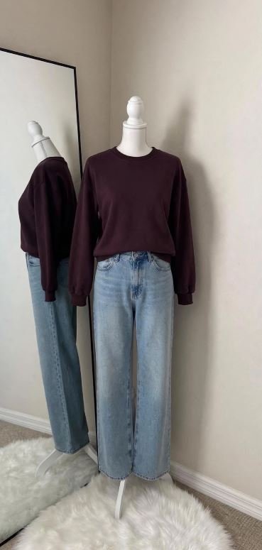 Sudadera Básica Berenjena algodón (Fit Estándar) - Imagen 2