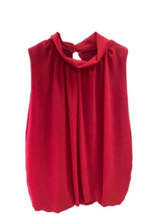 Top Fruncido Cuello Alto rojo oscuro Roma.
