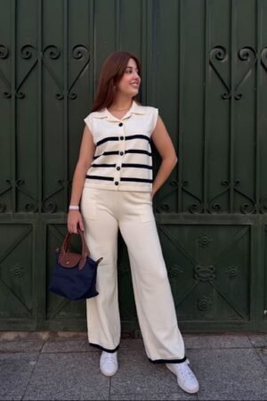 Conjunto punto tricot Isabel color crma