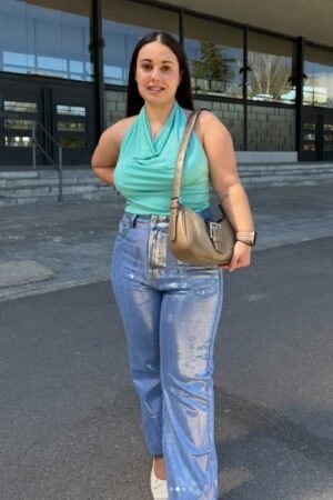 Jeans vaqueros metalizados wide leg