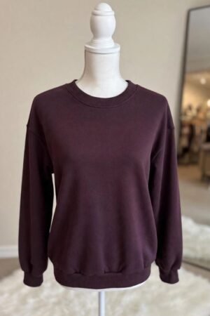 Sudadera Básica Berenjena algodón (Fit Estándar)