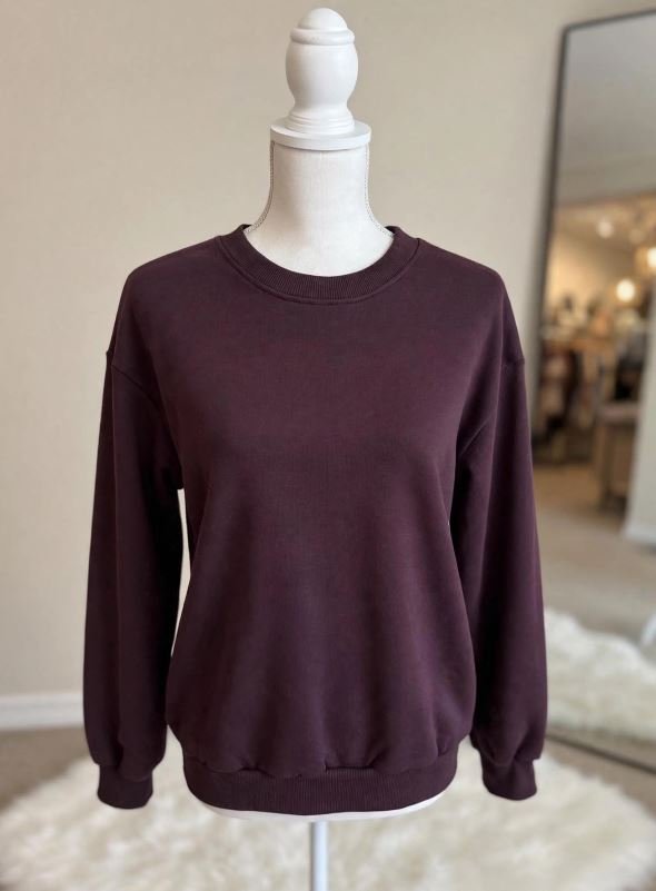 Sudadera Básica Berenjena algodón (Fit Estándar)