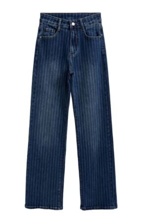 Pantalon vaquero wide leg rayas