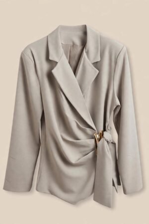 Chaqueta traje toupe detalle dorado